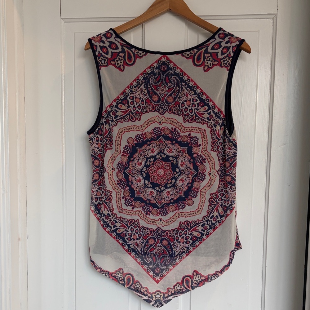Dress Barn Navy & Red Printed Medallion Sleeveless Camisole Women’s Size Medium - Picture 5 of 5